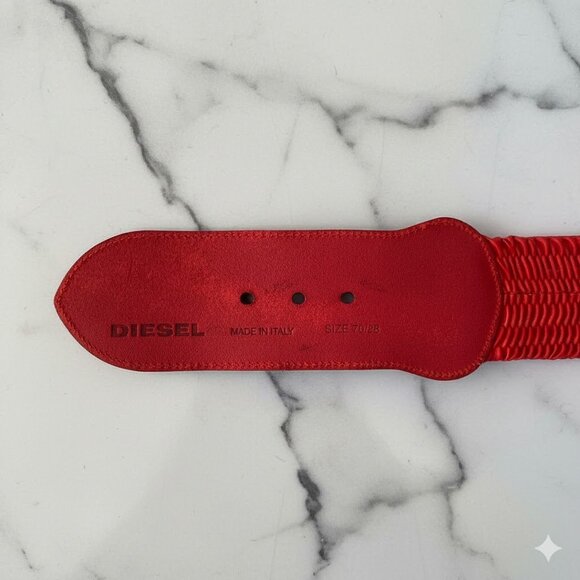 Diesel Women's Vintage Dark Red Braided Elastic Belt - Picture 8 of 12